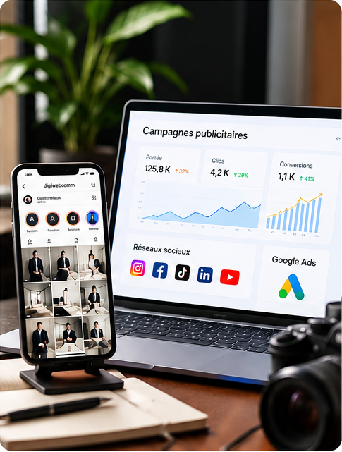 Réseaux sociaux, campagnes publicitaires et marketing digital